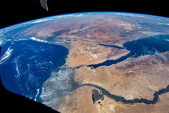  צילום של ישראל והמזרח התיכון שצילם סטבה מתחנת החלל הבינלאומית | מקור: משימת רקיע, קרן רמון 