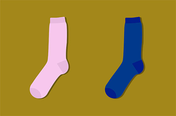 הסיבה היא שמדדנו את הגרביים רק בבסיס אחד מסוים – הבסיס הכחול-ורוד. איור: נעה פלדמן