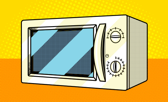 הצלחת הפנימית מסתובבת כדי שחימום המזון יהיה אחיד יותר, אך הוא עדיין לא מושלם. תנור מיקרוגל | איור: Shutterstock