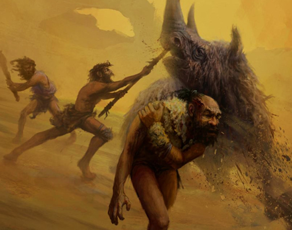 ניאנדרטלים צדים קרנף צמרירי | איור: Gleiver Prieto