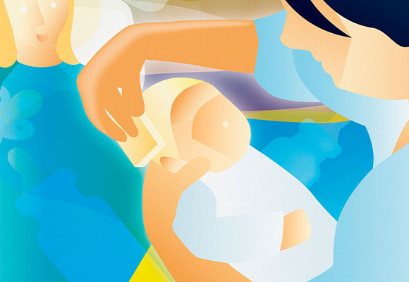 ניקוי התינוק לאחר הלידה, אילוסטרציה | Science Photo Library