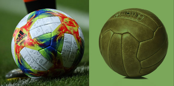 נגיחות כואבות. בעבר הכדורים יוצרו מעור קשיח (מימין) כיום הם עשויים מחומרים סינתטיים | צילומים: Shutterstock