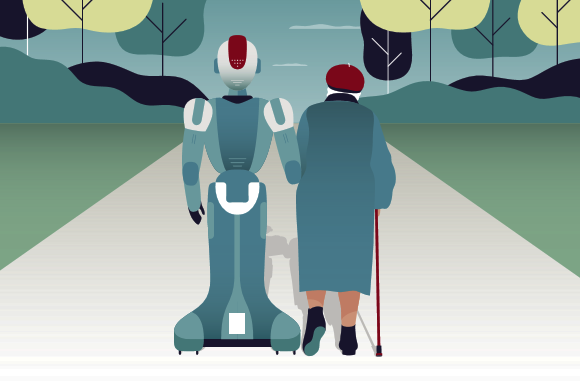 רובוט מלווה קשישה