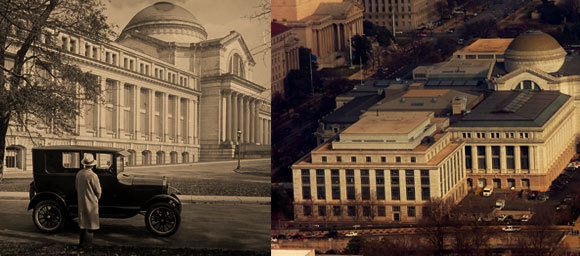 המוזיאון בצילום אווירי ובציור מ-1926 | מקור: Amanda, ספריית הקונגרס, ויקיפדיה