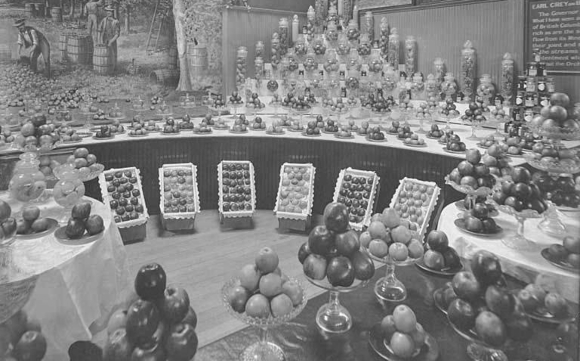 זני תפוחים רבים בתצוגה חקלאית בסיאטל ב-1909 | מקור: Frank H. Nowell, University of Washington Libraries, ויקיפדיה