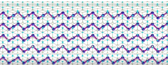 אטומי הטלוריום בשרשרת יוצרים צורת סליל בעל תכונות ייחודיות | איור: אוניברסיטת מישיגן
