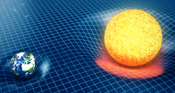 כל גוף מעקם את המרחב והזמן לפי הגודל והמסה שלו. איור של ההדמיה המקובלת- יריעה מתוחה | מקור: Shutterstock