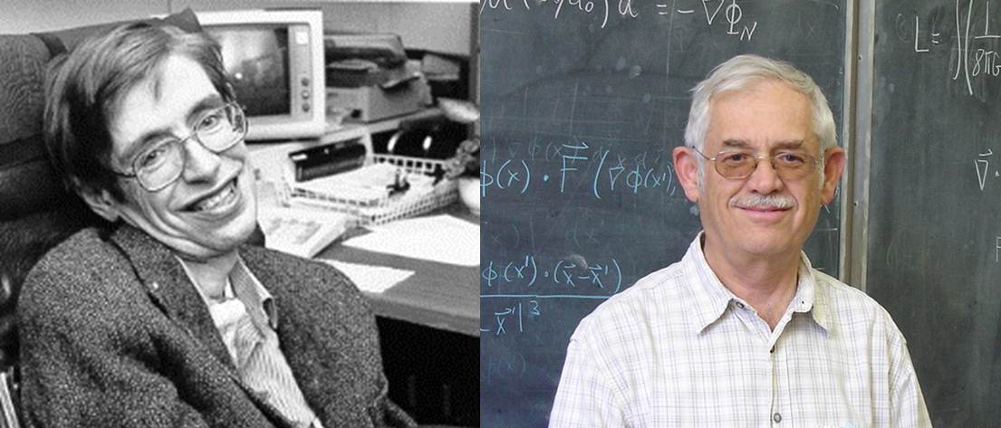 האנטרופיה לא יכולה להעלם גם בחור שחור, והוא פולט קרינה. בקנשטיין (מימין) והוקינג | צילומים: ויקיפדיה, נחלת הכלל