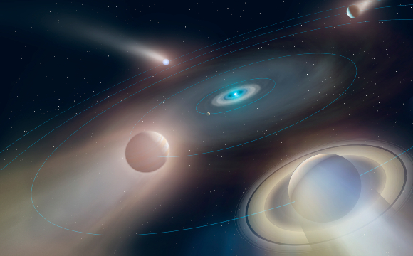 האם כך תיראה מערכת השמש שלנו בעתיד? ננס לבן מושך אליו את כוכבי הלכת שנותרו | איור: University of Warwick/Mark Garlick