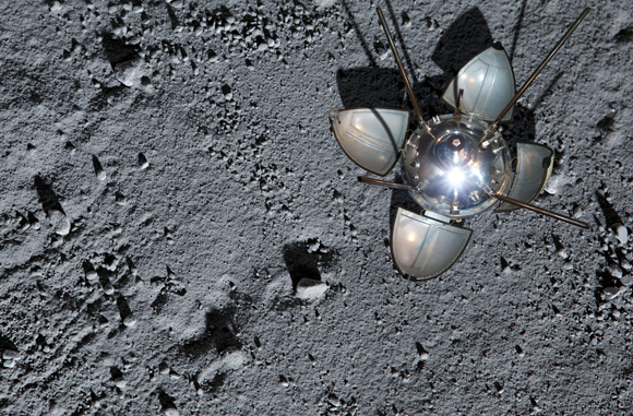 נחיתה רכה ראשונה על הירח. הדמיה של החללית לונה 9 על פני הירח | מקור: Science Photo Library