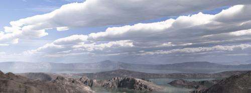 אולי כך זה נראה בעבר הרחוק? הדמיה אמנותית של מאדים בעידן החמים יותר, כשהיו מים על פניו | איור: NASA