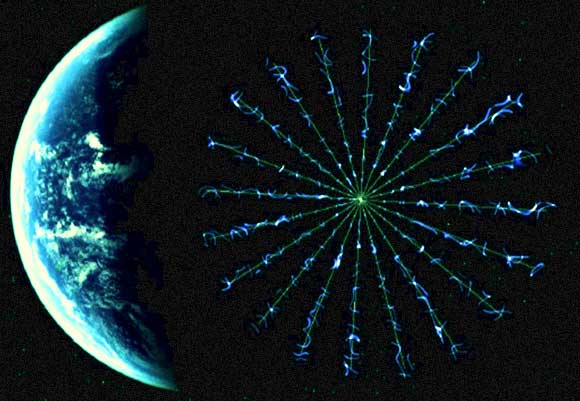 הגרסה האמריקאית - חוטים מרובים. הדמיה של המפרש האלקטרוני בפעולה | מקור: נאס"א