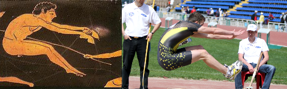 The long jump technique has hardly changed | Photo: Denis Kuvaev, Image: Shutterstok; from an ancient Greek vase