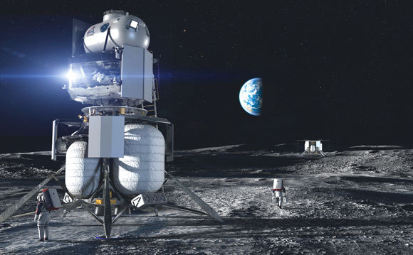 הדמיית החללית של בלו אוריג'ין על הירח | מקור: Blue Origin