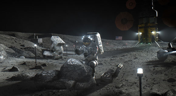 אסטרונאוטים של ארטמיס על הירח | הדמיה: נאס"א