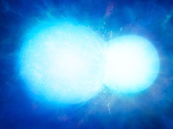 התמזגות של שני ננסים לבנים בעין אמן | איור: University of Warwick/Mark Garlick