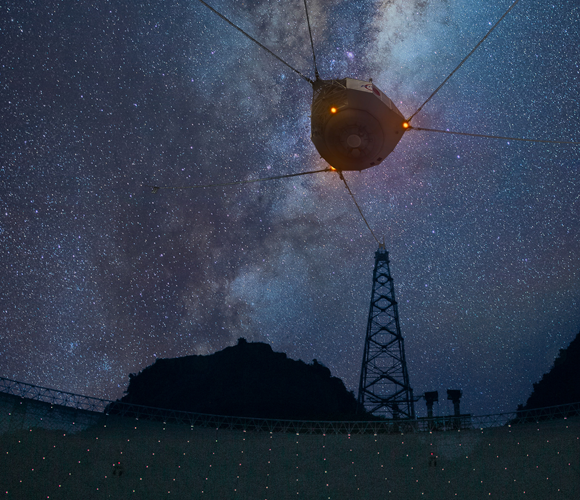טלסקופ הרדיו FAST בסין | צילום ועיבוד תמונה: Bojun Wang, Jinchen Jiang, Qisheng Cui