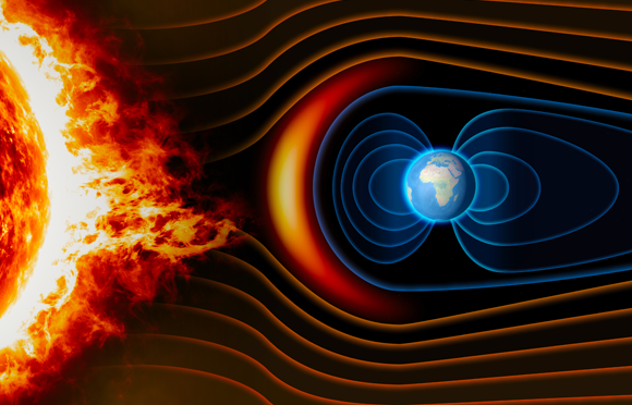 השדה המגנטי מונע מהרוח הסולרית לפגוע בכדור הארץ | איור: Naeblys, Shutterstock