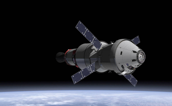 הדמיה של חללית אוריון במסלול סביב כדור הארץ | איור: NASA