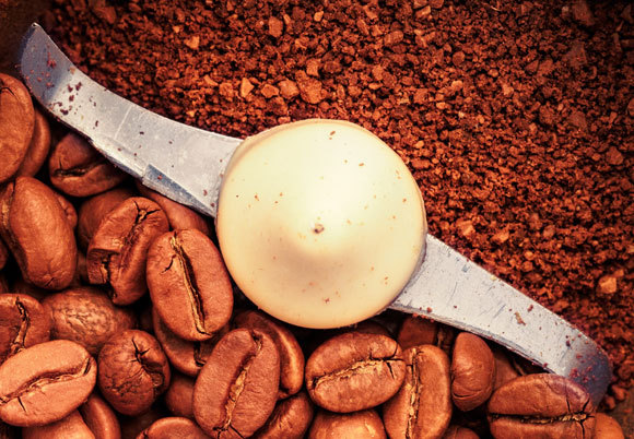 פולי קפה נטחנים במטחנה חשמלית | Shutterstock, Bobkov Evgeniy