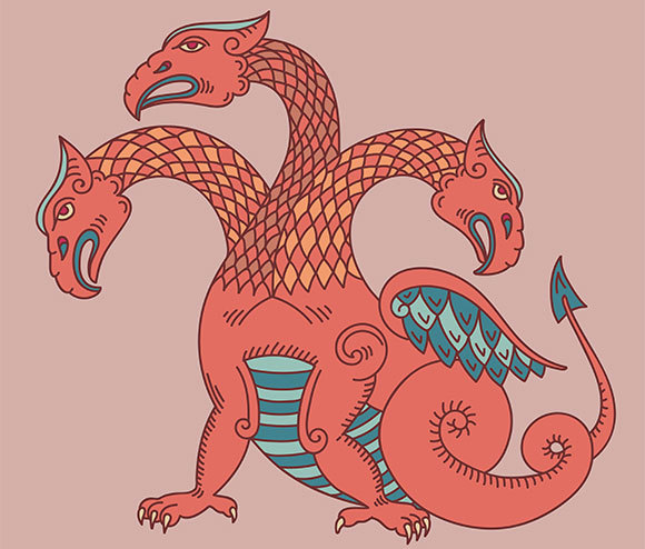 ציור של דרקון עם שלושה ראשים | Shutterstock, pavelpvg