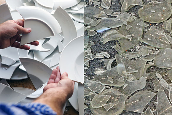 *תמונה של צלחות שבורות*. צילום: wernimages ו-Shutterstock ChiccoDodiFC