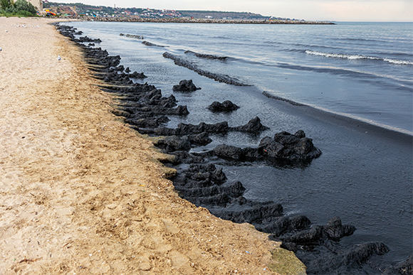צילום: זיהום נפט בחוף חולי. A_Lesik, Shutterstock