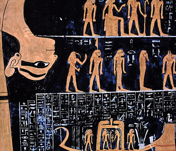 האלה מייצגת את השמים ודמויות האדם את הכוכבים. מפת שמיים על קברו של רעמסס הששי | צילום: ויקיפדיה, Hans Bernhard