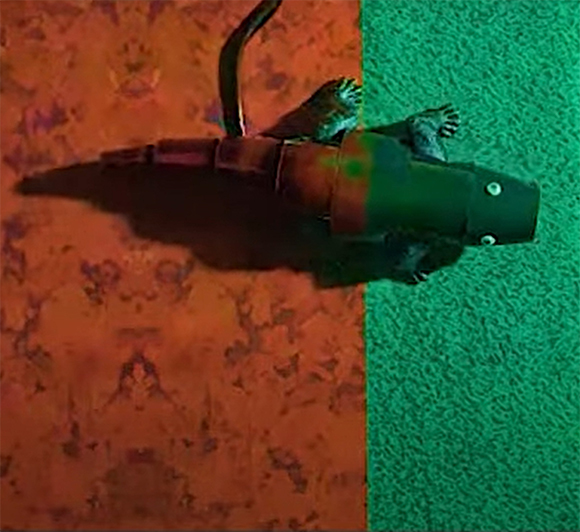 הזיקית הרובוטית בניסוי, מתוך הסרטון: https://www.youtube.com/watch?v=82eAYWdMU0o