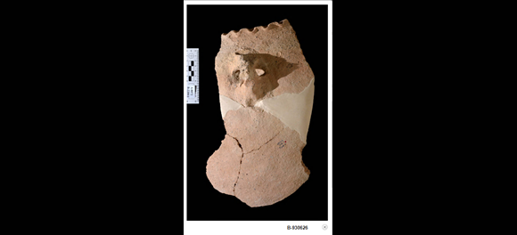 טביעות האצבע של הקדר הכלקוליתי ניכרות עדיין על הידית ועל השפה שלו | צילום: קלרה עמית, באדיבות רשות העתיקות