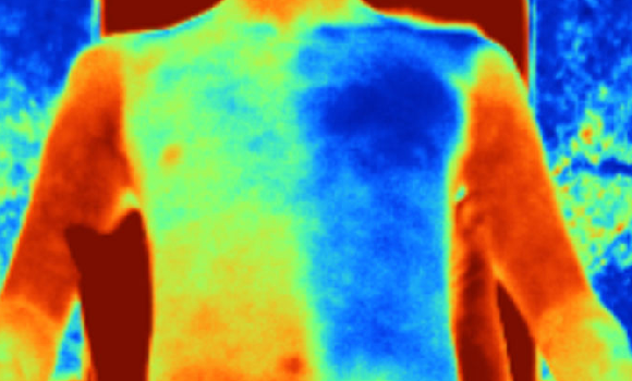 הבד יכול לקרר את הגוף בחמש מעלות צלזיוס. הדמיה תרמית של הבגד החדש | מתוך מאמר המחקר: S. Zeng et al./Science (2021)