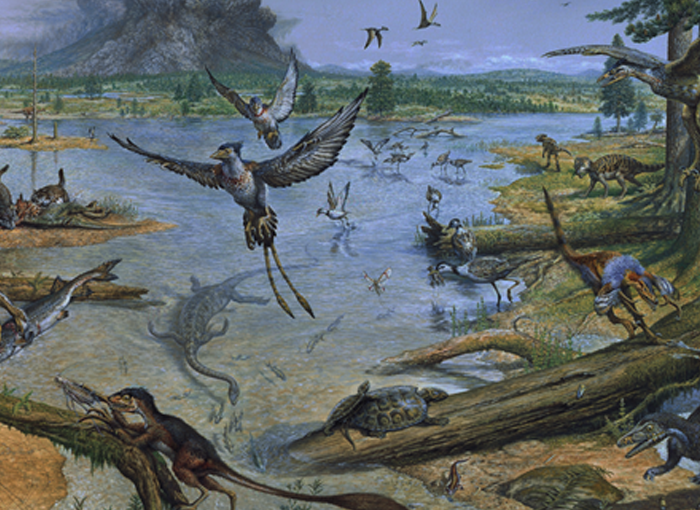  כך נראה בעיני אמן עולם החי באזור צפון-מזרח סין של ימינו לפני יותר מ-100 מיליון שנים | מקור: John Sibbick / Science Photo Library