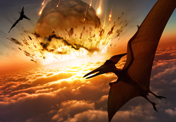 פטרוזאורים מהסוג Pteranodon בעת פגיעת האסטרואיד | איור: MARK GARLICK / SCIENCE PHOTO LIBRARY