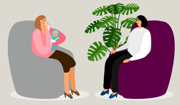 Eine weinende Mutter beim Psychologen | Abbildung: StockSmartStart, Shutterstock