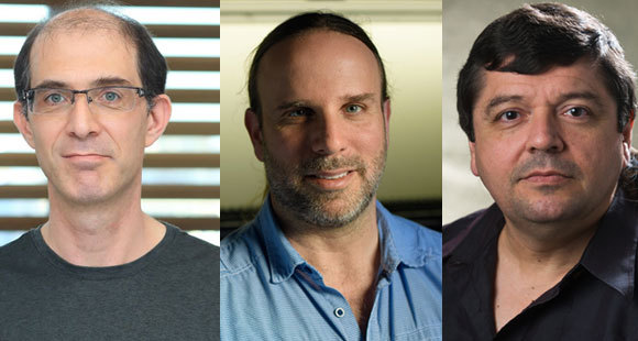 איגום חכם. מימין: אנג'ל פורגדור, תומר הרץ, נעם שנטל | צילומים: דני מכליס, אוניברסיטת בן גוריון ושלומי מזרחי, האוניברסיטה הפתוחה