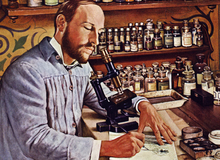 ציור של רמון אי קחל במעבדתו | מקור: SCIENCE SOURCE / SCIENCE PHOTO LIBRARY