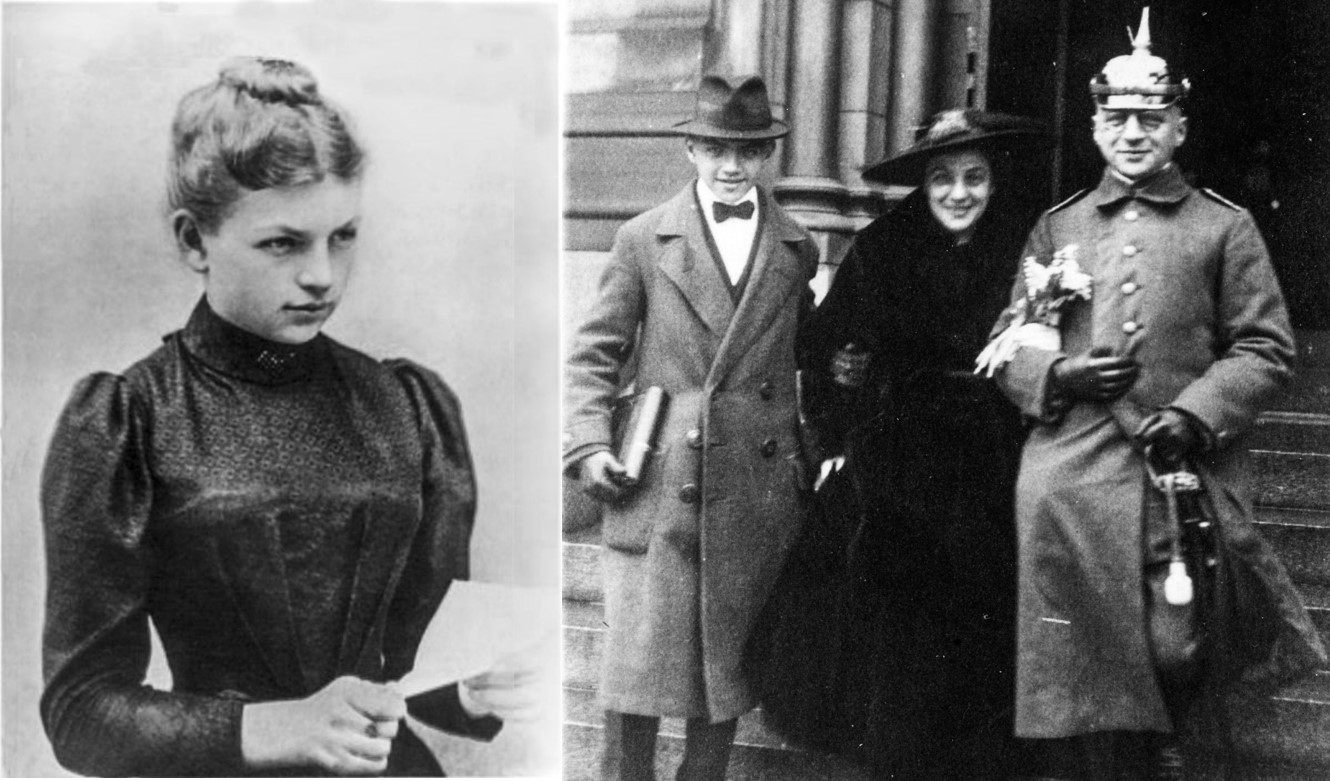 Familie: Haber (rechts in Uniform) und sein Sohn Hermann am Tag seiner Hochzeit mit Charlotte Nathan. Links: Klara Haber-Immerwahr. Fotos: Max-Planck-Archiv, Wikipedia