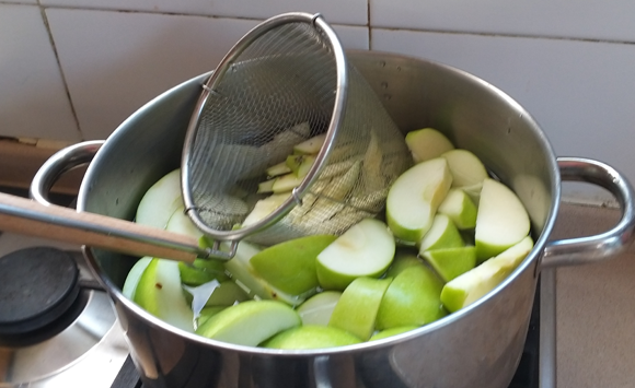 מבשלים את התפוחים עם הקליפות והגרעינים | צילום: דפנה מנדלר