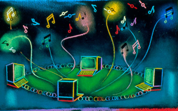 אילוסטרציה של רשת מחשבים יוצרת מוזיקה | Andrzej Dudzinski, SPL