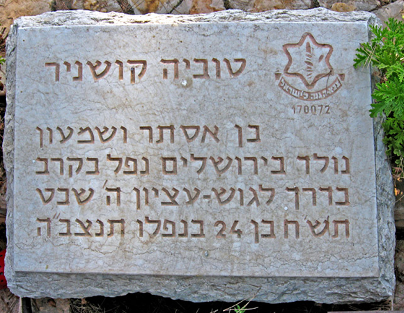 המצבה על קברו של קושניר בחלקת הל"ה בהר הרצל |צילום: תמר הירדני, ויקיפדיה