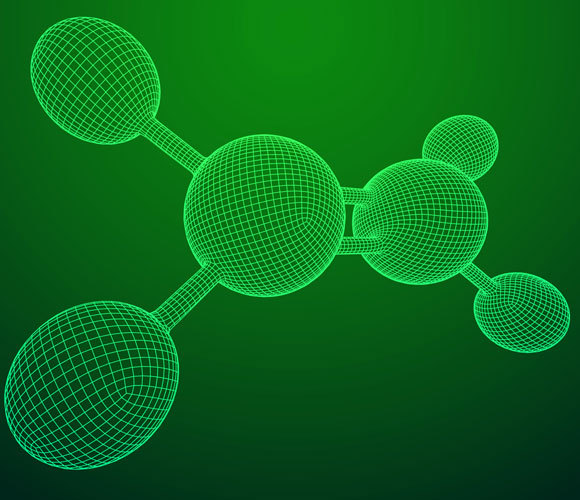 Das Signal zur Reifung. Die Struktur des Moleküls des Pflanzenhormons Ethylen. Abbildung: CG_dmitriy, Shutterstock