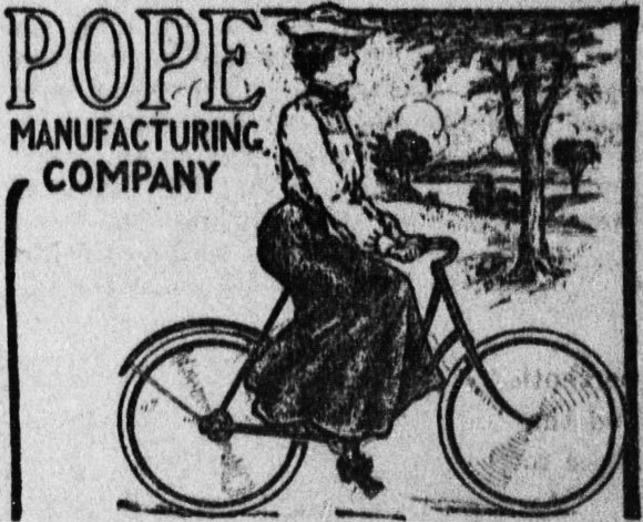 Eine Anzeige für ein Frauenfahrrad in einer amerikanischen Zeitung von 1904 | Wikipedia, gemeinfrei