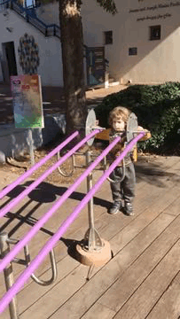 ילד משחק במתקן מסלולי התמדה במכון דוידסון