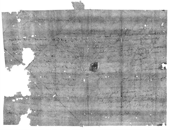 מכתב שנפתח באופן וירטואלי וחשף מכתב בין שני בני דודים, כולל סימן מים על הנייר | Courtesy of the Unlocking History Research Group archive