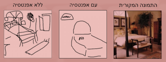 אנשים עם אפנטסיה ציירו מהזיכרון פחות פרטים והוסיפו תוויות לחפצים. אנשים ללא אפנטסיה זכרו יותר פרטים וציירו אותם | מקור: אוניברסיטת שיקגו