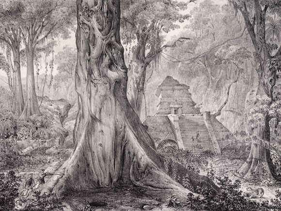 חקר את הטבע, וגם את תרבויות האדם. מקדש עתיק במקסיקו בציור של הומבולדט | מקור: Science photo Library