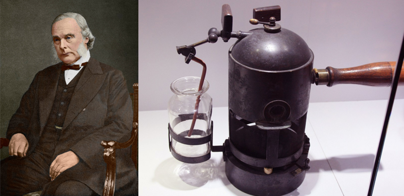 הקהילה הרפואית הוזהרה מפני רעיונותיו המהפכניים. ליסטר ומכשיר חיטוי שפיתח | מקור: Science Photo Library