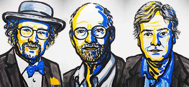 סללו את הדרך למחקרים רבים, בהם גילויים רפואיים חשובים. מימין: יאנג, רוזבך והול | מקור: אתר פרס נובל