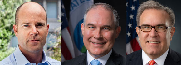 פרואיט כראש ה-EPA "כמו פירומן שאחראי על כיבוי שריפות". מימין: וילר, פרואיט וברון | ויקיפדיה, אתר הסיירה קלאב