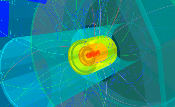 רק באחת מכל מיליארד-מיליארדי התנגשויות יווצר אטום חדש. תרשים של התנגשות גרעינים | מקור: Science Photo Library